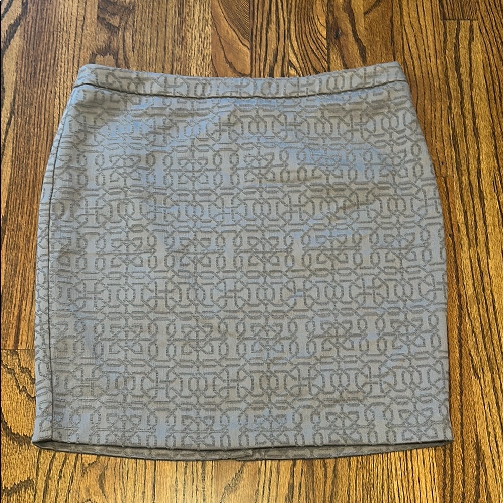 LOFT Gray Geometric Pencil Skirt